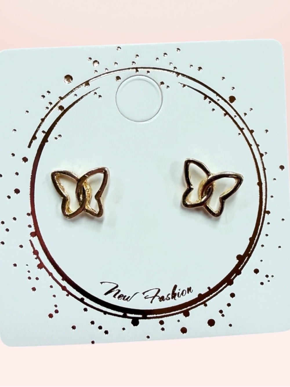 New Gold Tone Butterfly Stud Earrings- Fashion Jewelry